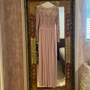 Long sleeve sequin embellished tulle maxi dress